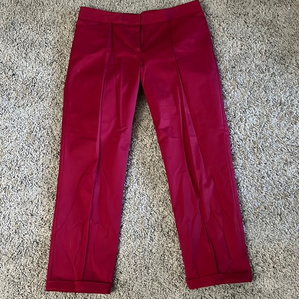 BCBG Maxazaria red cotton ankle pants
